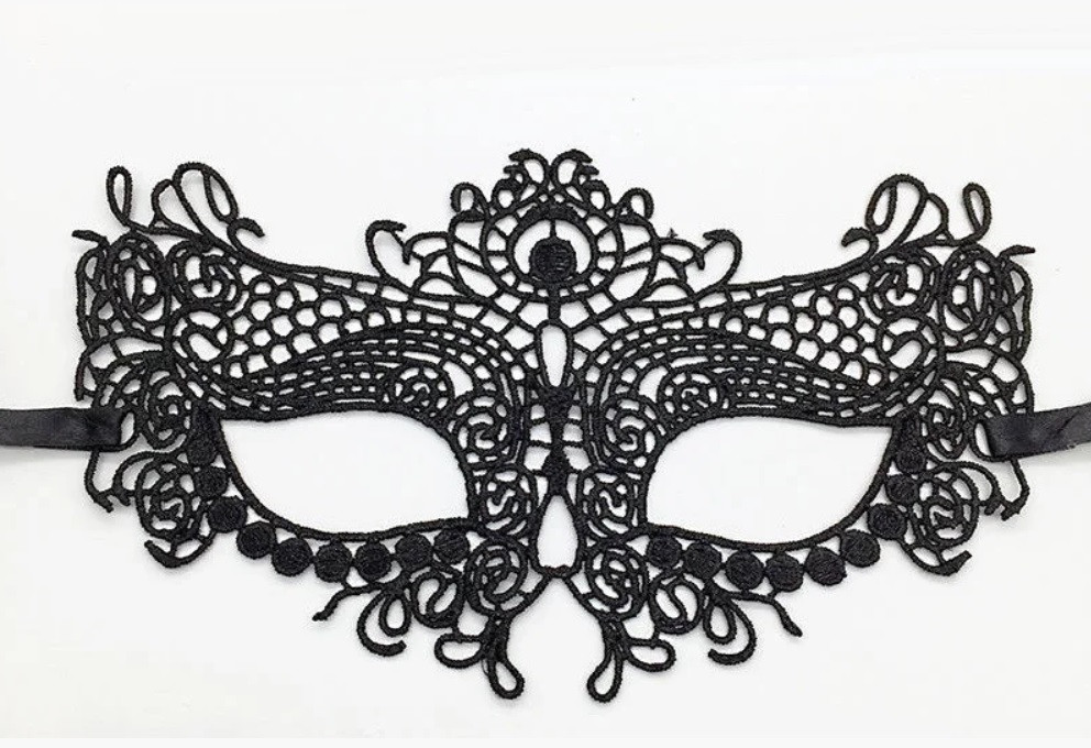 Ажурна жіноча маска на очі мереживна чорна 18
