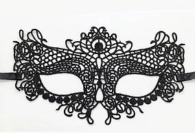 Ажурна жіноча маска на очі мереживна чорна 18
