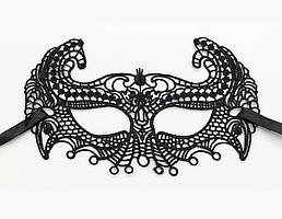 Ажурна жіноча маска на очі мереживна чорна 19