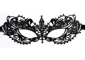 Ажурна жіноча маска на очі мереживна чорна 17