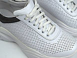 Кросівки шкіряні білі перфорація літнє жіноче взуття на платформі Rosso Avangard Mozza White&BlackPerf, фото 7