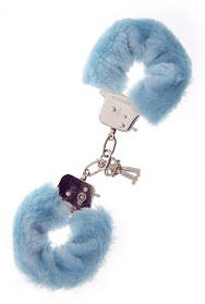 Наручники із хутром пухнасті для рольових ігор Metal Handcuff with Plush. BLUE