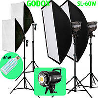 1,2KW Комплект Godox LED професійного постійного відеосвітла LED SL60W-572 KIT