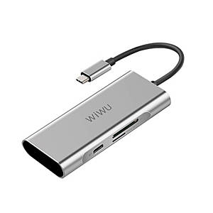 Адаптер WIWU Apollo A731TH USB-C to micro SD+SD+3xUSB3.0+USB-C+HDMI HUB Gray