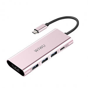 Адаптер WIWU Apollo A531H USB-C to HDMI+3xUSB3.0+USB-C Rose gold