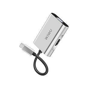 Адаптер WIWU Apollo A20VH USB-C Hub with HDMI and VGA Port Silver