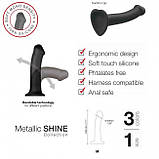 Насадка для страпону Strap-On-Me Mono Density Dildo Violet M, діам. 3,3см, одношаровий силікон, гнучкий, фото 2