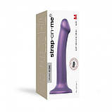 Насадка для страпону Strap-On-Me Mono Density Dildo Violet M, діам. 3,3см, одношаровий силікон, гнучкий, фото 3