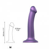 Насадка для страпону Strap-On-Me Mono Density Dildo Violet M, діам. 3,3см, одношаровий силікон, гнучкий, фото 4