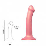 Насадка для страпону Strap-On-Me Mono Density Dildo Rose M, діам. 3,3см, одношаровий силікон, гнучкий, фото 3