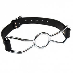 Кляп кільце із залізним розширювачем для рота Leather, Black
