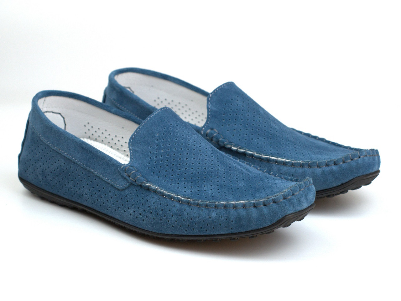 Літні сині замшеві мокасини взуття великих розмірів чоловіча Rosso Avangard BS SE Alberto Blu Lagoon Perf, фото 1
