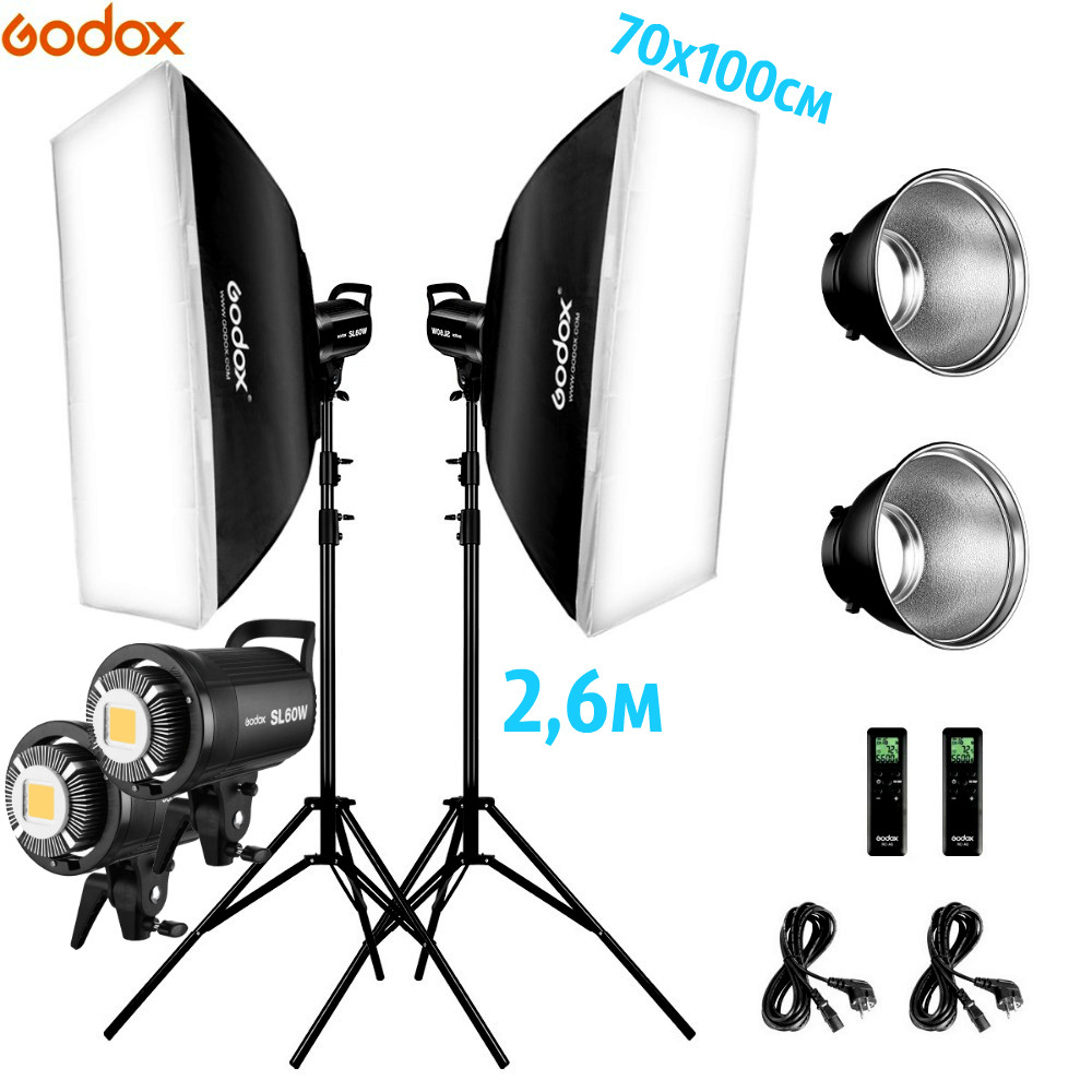 1,2kW Комплект Godox LED  профессионального постоянного видеосвета SL60-2SB710
