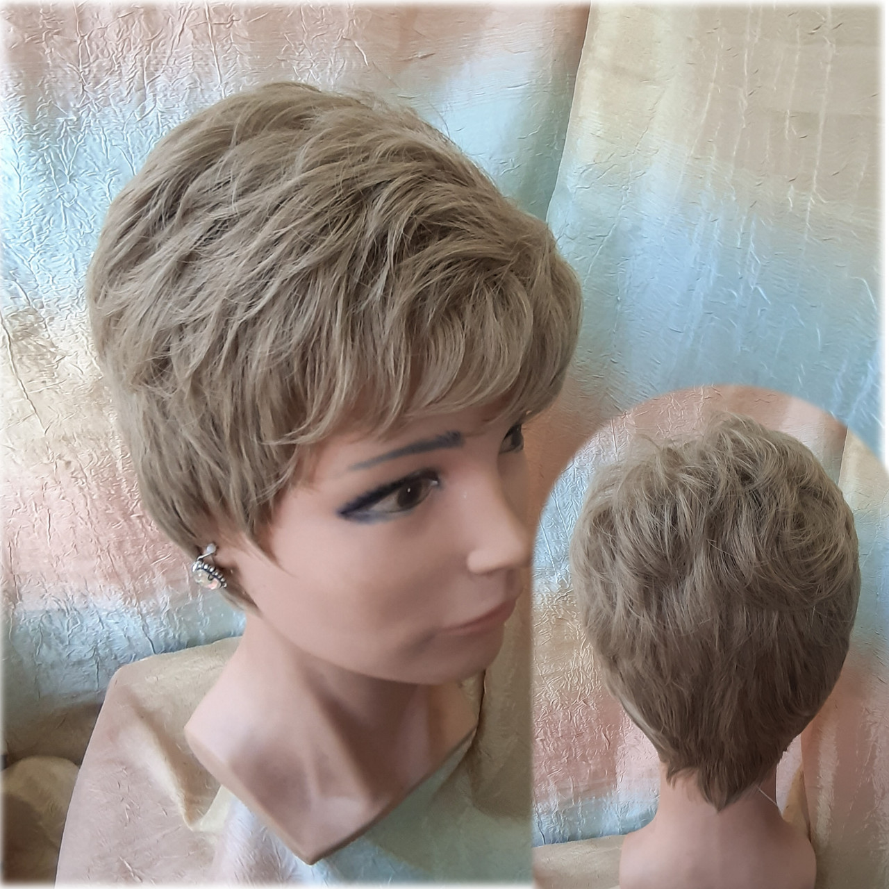 Коротка перука з термоволокна пісочно-попелястий 2763t-15, фото 1