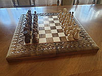 Шахматы деревянные резные(набор 3 в 1 шахматы, шашки, нарды)