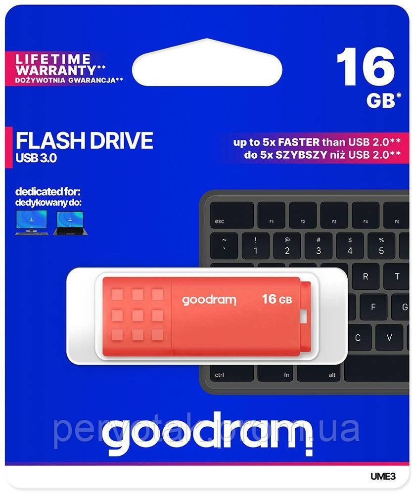 Модуль FD 16GB GOODRAM UME3 Black/Orange USB 3.2 (UME3-0160O0R11), фото 1
