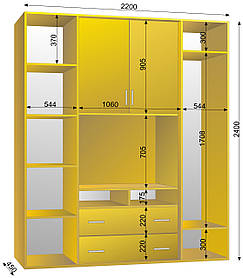 Шафа-купе ТБ-1 2200х450х2400 тм Ексклюзив