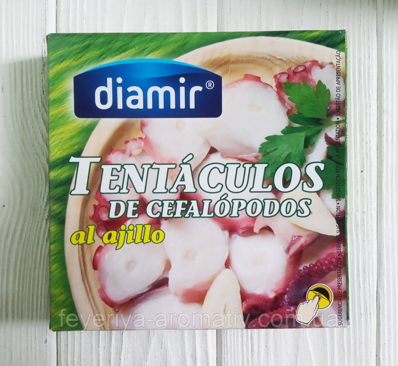 Кусочки осьминога в чесночном соусе Diamir Tentaculos de Cefalopodos al ajillo 266г (Испания) - фото 1 - id-p1168688443