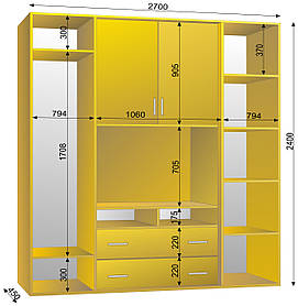 Шафа-купе ТБ-1 2700х450х2400 тм Ексклюзив