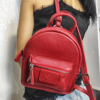 Маленький кожаный женский рюкзак красного цвета Grande Pelle