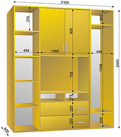 Шафа-купе ТБ-1 2100х600х2400 тм Ексклюзив