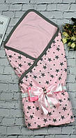 Летний трикотажный конверт-одеяло "Стиляжка" на выписку девочке. Розовый