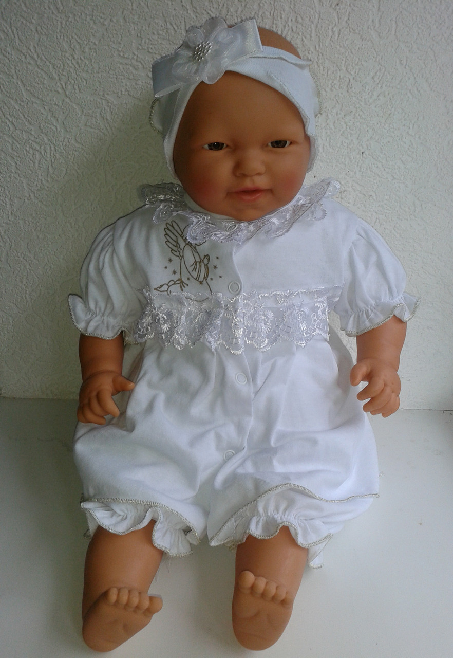 Летний набор "Ангелочек" для крещения девочки на 6-9 мес (68-74 см). Цвет белый - фото 3 - id-p1211548154
