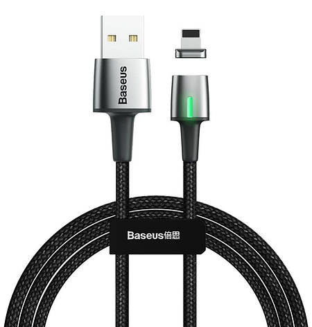 Магнітний кабель для зарядки телефона/ смартфона Baseus USB - Lightning 1 м 2.4 А Чорний (CALXC-A01), фото 1