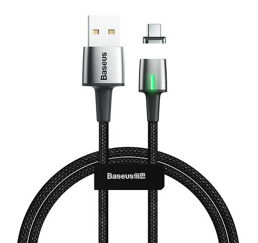Магнітний кабель для зарядки телефона/ смартфона Baseus USB - Type-C 1 м 3 А Чорний (CATXC-A01), фото 1