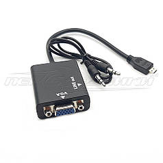 Конвертер micro HDMI (M) to VGA (F) + 3.5 Audio
