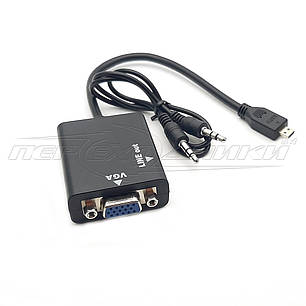 Конвертер micro HDMI (M) to VGA (F) + 3.5 Audio, фото 1