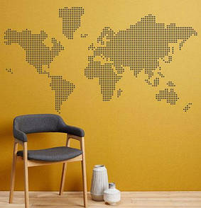Абстрактна вінілова наклейка на стіну "Карта світу з кружечків-точок" (декор офісу)