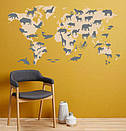 Наклейка на стіну Карта світу з тваринами (карта світу з тварин), фото 5