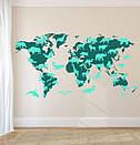 Наклейка на стіну Карта світу з тваринами (карта світу з тварин), фото 10