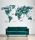 Наклейка на стіну Карта світу з тваринами (карта світу з тварин), фото 7