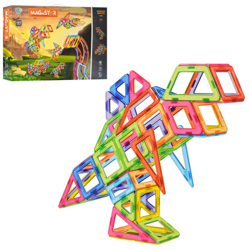 Магнітний конструктор LT2004, динозаври, 106 деталей, фото 1