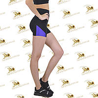 Женские спортивные утяжка-шорты с завышенной талией с фиолетовыми вставками