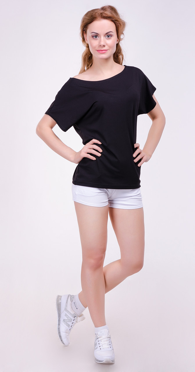 Модная женская футболка "Хулиганка", однотонная, черная - фото 2 - id-p43328935