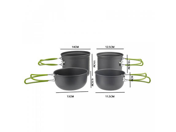 Набір посуду туристичний Cooking Set SY-201 з анодованого алюмінію, фото 2