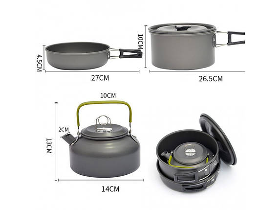Набір похідний Cooking Set DS-308 Анодований алюміній, фото 3