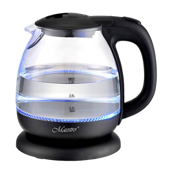 Чайник електричний скло Maestro MR-055 1 л 1100 Вт з підсвічуванням та шкалою рівня води