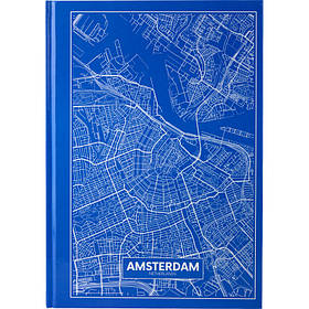 Книга записна А4 Axent Maps Amsterdam, 96арк., кліт., блакитний 8422-516-A