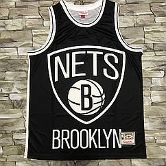 Чорна баскетбольна майка Brooklyn Nets Mitchell&Ness NBA Big Face команда Бруклін Нетс джерсі