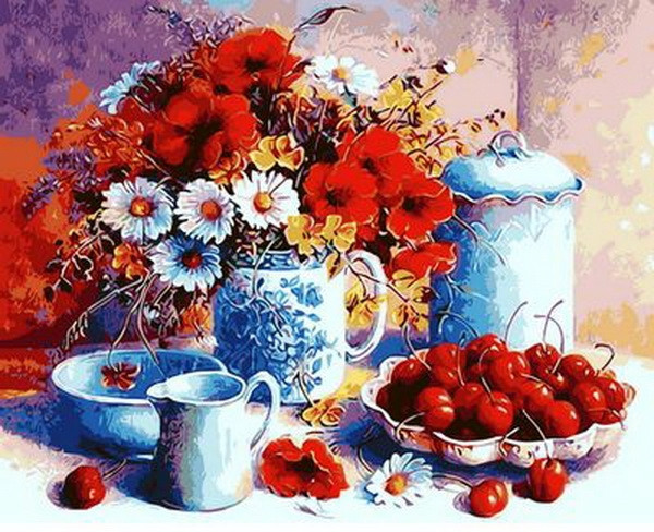 Картина за номерами 40х50 см Mariposa Черешні і маки Художник Тріша Хардвік (Q 612), фото 1