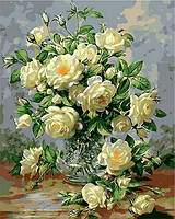 Картина за номерами 40х50 см Mariposa Букет білих троянд Художник Вільямс Альберт (Q 1115)