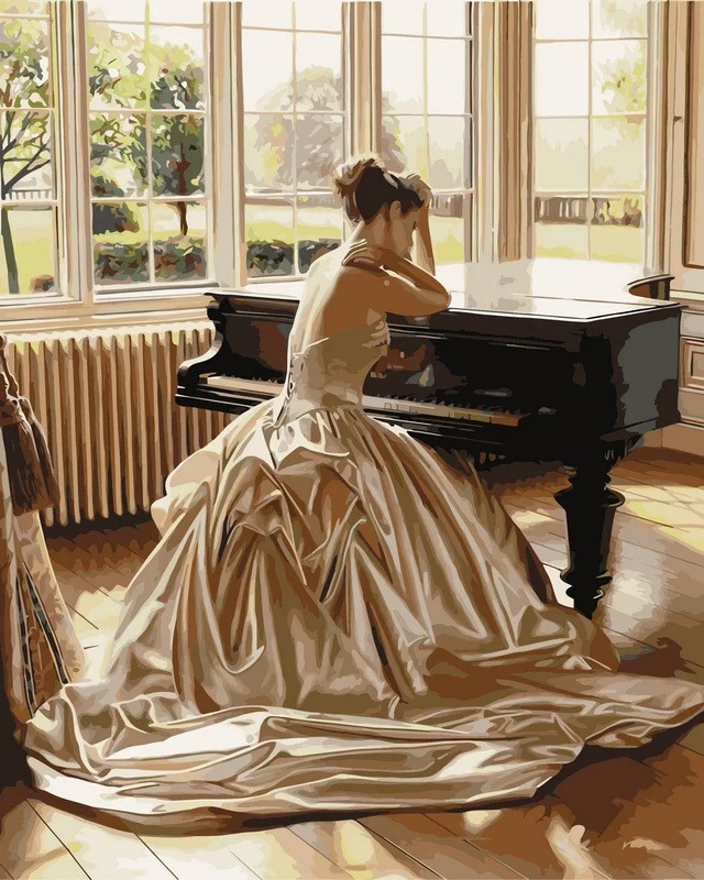 Картина за номерами 40х50 см Mariposa Дівчина біля роялю Художник Роб Хэфферан (Q 1270), фото 1