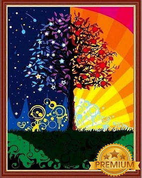 Картина за номерами 40х50 см Babylon Premium (кольоровий полотно + лак) Дерево щастя (NB 224)