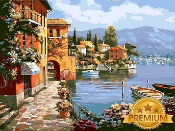 Картина за номерами 40х50 см Babylon Premium (кольоровий полотно + лак) Річна набережна Художник Сунг Кім