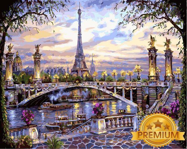 Картина за номерами 40х50 см Babylon Premium (кольоровий полотно + лак) Спогади про Парижі Художник Роберт