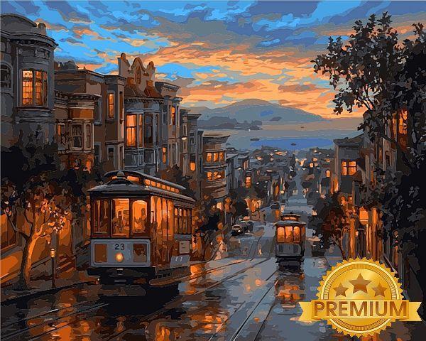 Картина за номерами 40х50 см Babylon Premium (кольоровий полотно + лак) Останній трамвай Худ Ев Лушпин (NB